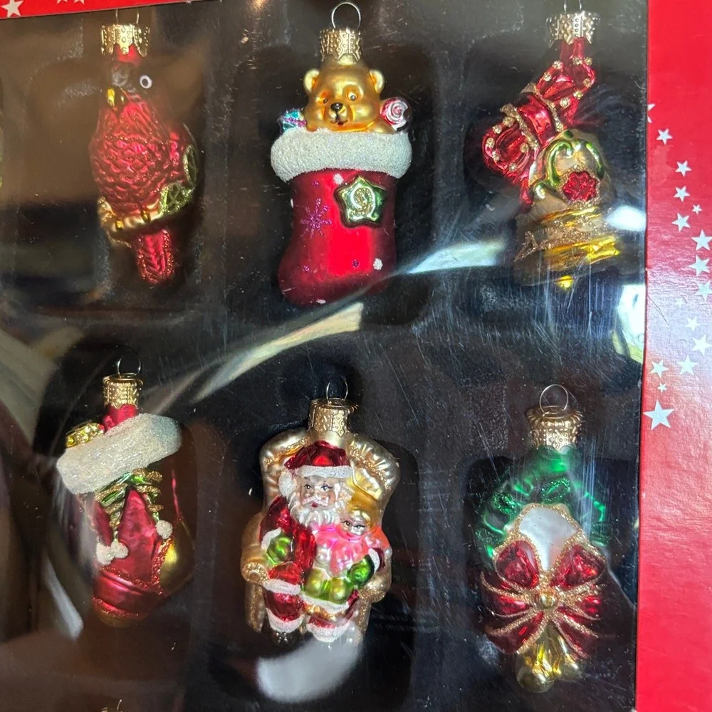 Macy's Holiday Lane Colorful Glass Ornaments Mini Molds Figures Set of 12